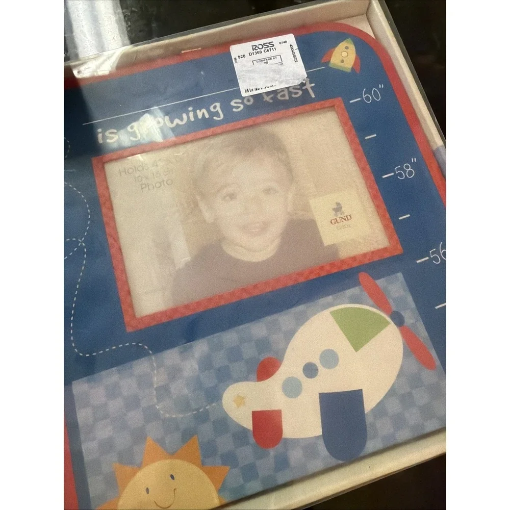 Gund Baby Happy Moments Growth‎ Chart Hanging New Boy w/stickers 9x40 Holds Pics